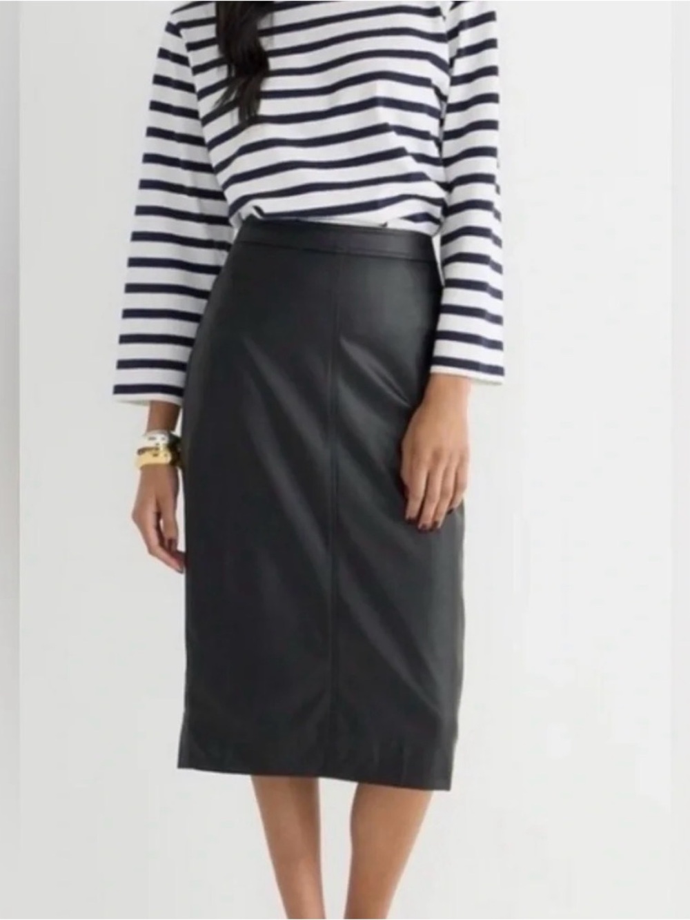 J.CREW Faux-Leather Black Pencil Skirt - Women's size 6 NWT